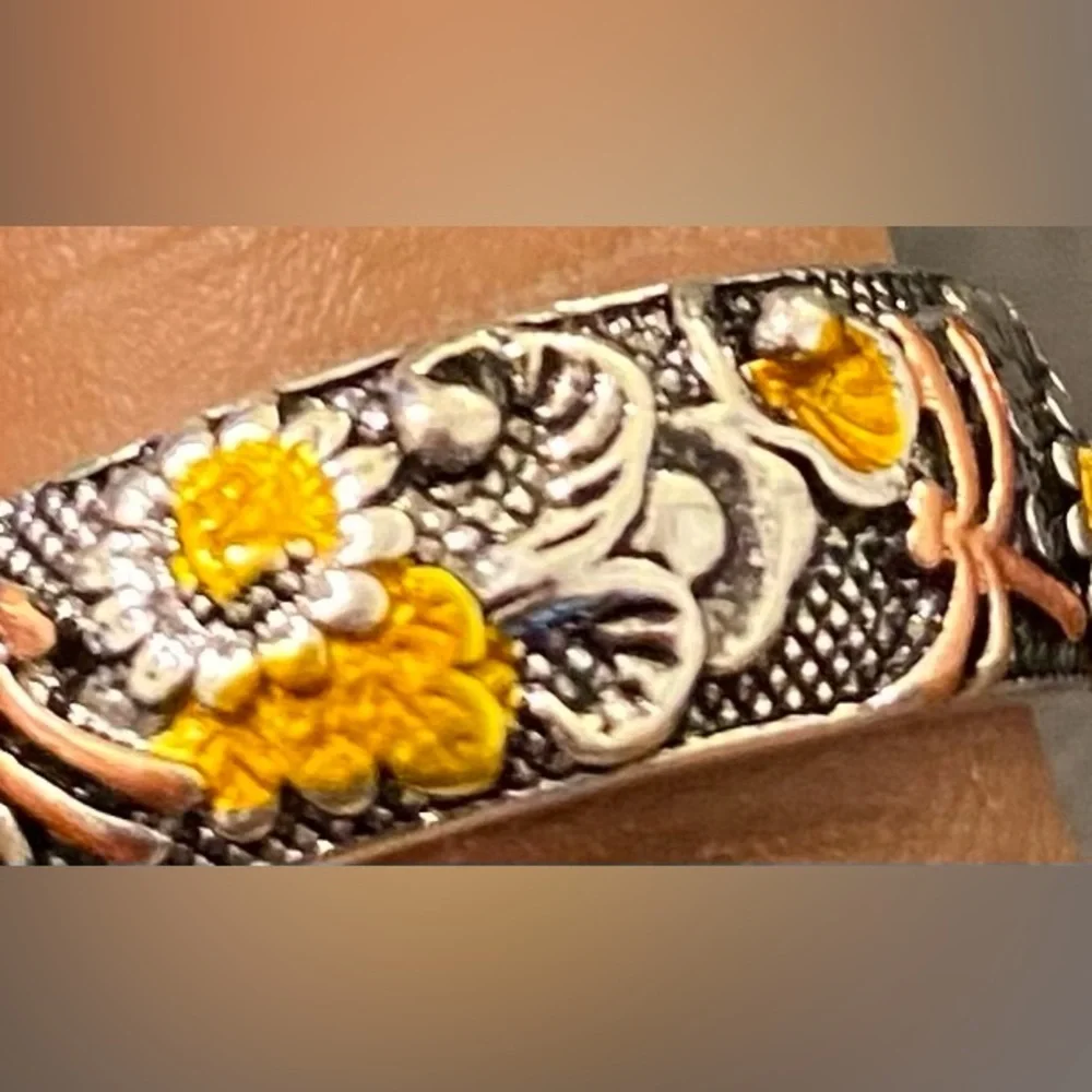 Vintage Retro Carved Colorful Ring-Size 7